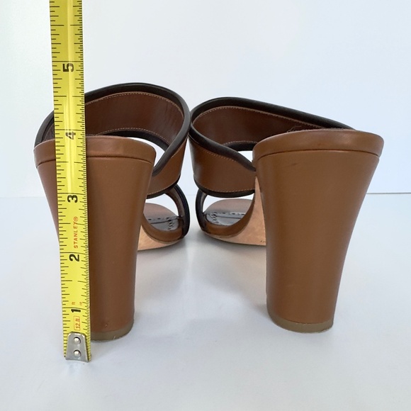 Manolo Blahnik Two Strap Leather Sandals in Brown with Black Trim, IT 40.5 - Picture 5 of 13